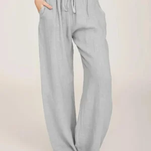 Women Cotton Linen Pants Summer and Autumn Solid High Waist Wide-Leg Trousers Female Loose Hemp Casual Breathable Sports Pants