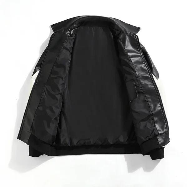 Autumn and Winter Hip Hop Men's Faux Leather Jacket, Padded Windbreaker, Motorcycle Biker Bomber Coat Women - Image 3