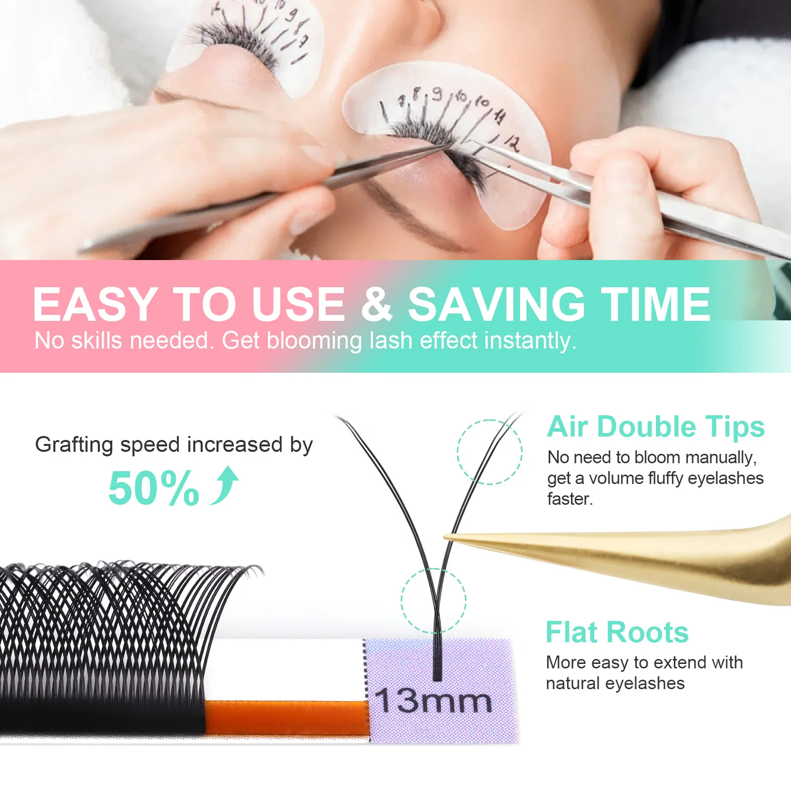 NAGARAKU YY Shape Eyelashes Extension Soft Premium False Eyelashes individual Makeup Black Crisscross Beauty - Image 5