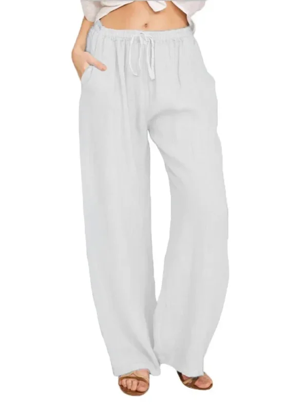 Women Cotton Linen Pants Summer and Autumn Solid High Waist Wide-Leg Trousers Female Loose Hemp Casual Breathable Sports Pants - Image 6