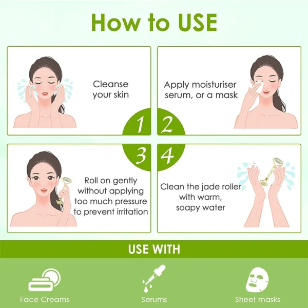 Natural Face Jade Roller Gua Sha Scraper Massager for Neck Body Guasha Eye Massage Face Slimming Therapy Beauty Skincare Tool - Image 6