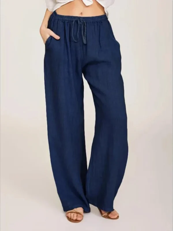 Women Cotton Linen Pants Summer and Autumn Solid High Waist Wide-Leg Trousers Female Loose Hemp Casual Breathable Sports Pants - Image 5