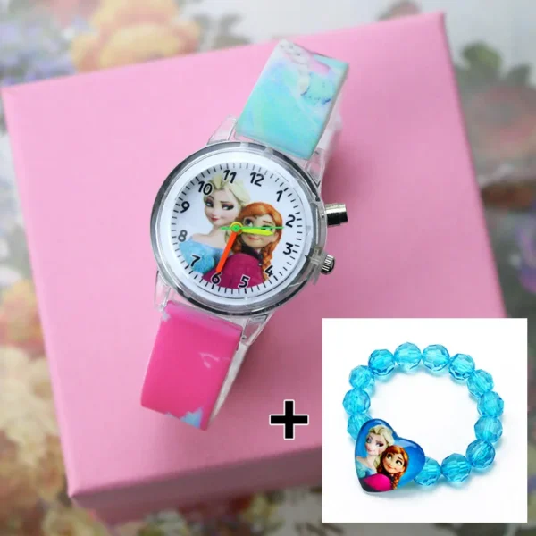 Disney Flash Light Girls Elsa Watches Kids with Bracelet Silicone Strap Princess Children Watches Student Clock reloj infantil - Image 5