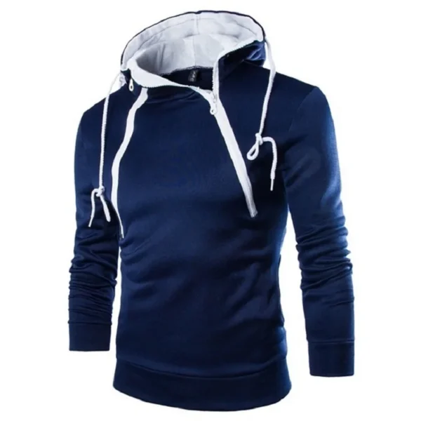 Men's Hoodies Long Sleeve Sweatshirts for Men Zipper Hooded Pullover High Neck Mens Sweatshirt Top Jacket Coat Black Sweater - Image 4