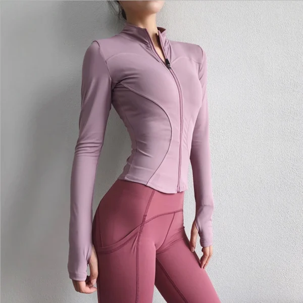 Women's Thumb Jackets 2024 New Long Sleeve Running Coat Yoga Gym Fitness Tight Tops Quick-Dry Breathable Sports Jacket Women - Image 6