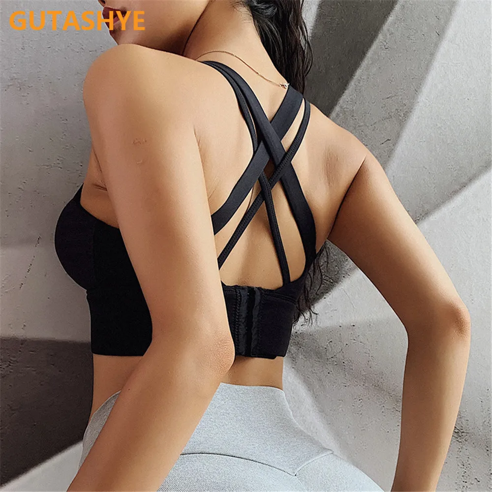 Gym Push Up Bra Women Sports Bra Back Closure High Impact Workout Sport Top Crop Fitness Wear For Yoga Gym Brassiere Sportswear - Image 5