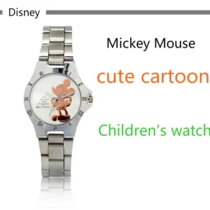 New Disney Mickey Mouse Minnie Gold Silver Watch Children's Boys Girls Watches Steel Students Quartz Adult Watch Birthday Gift