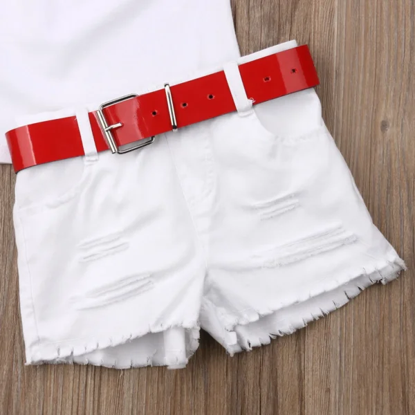 1-7 Years Infant Kid Baby Girls Clothes Set Off Shoulder 3D Rose Flower Ruffle White T-shirt Tops + Shorts Outfits Sets