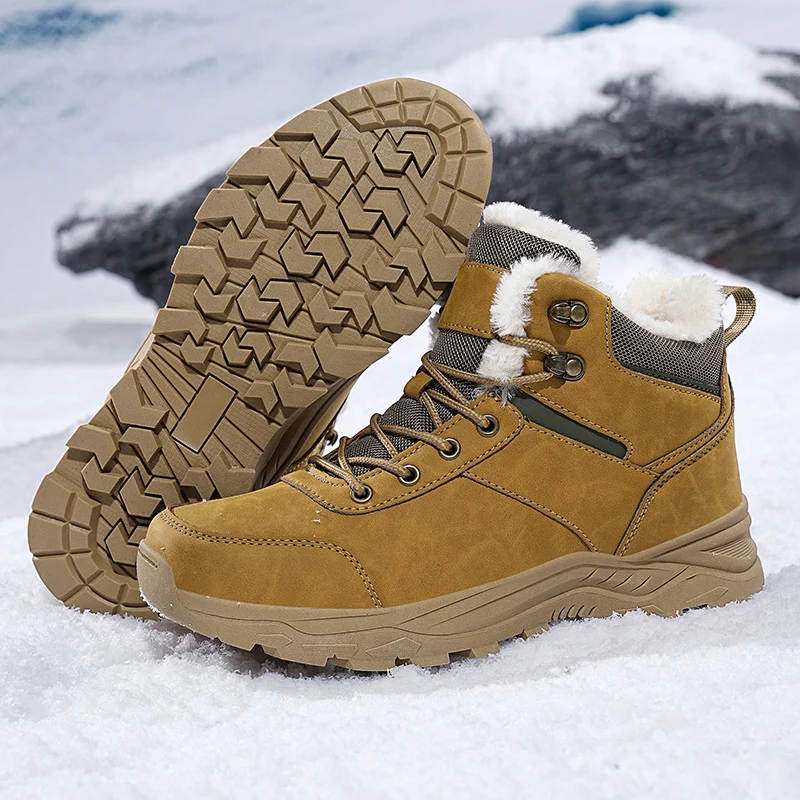 Men's Winter Snow Boots Waterproof Leather Sports Super Warm Men's Boots Outdoor Men's Hiking Boots Work Travel Shoes Size 39-48 - Image 3