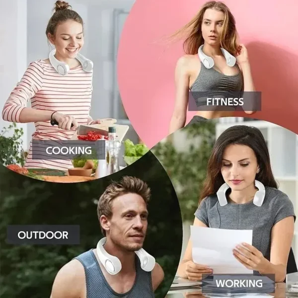 New Mini Neck Fan Portable Bladeless Hanging Neck 1200mAh Rechargeable Air Cooler 3 Speed Mini Summer Sports Fans - Image 6