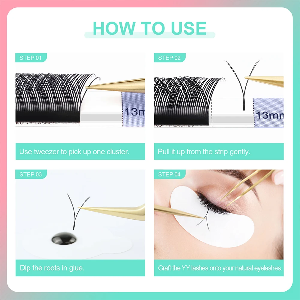 NAGARAKU YY Shape Double and Triple Tips Eyelash Extensions Hand Woven Premium Soft Natural Interlaced Makeup Mesh Net - Image 5