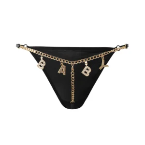 Flash Diamond Letter Pendant Design Thongs Low Waist Intimates Panties Women's Sexy Underpants Transparent Erotic Underwear