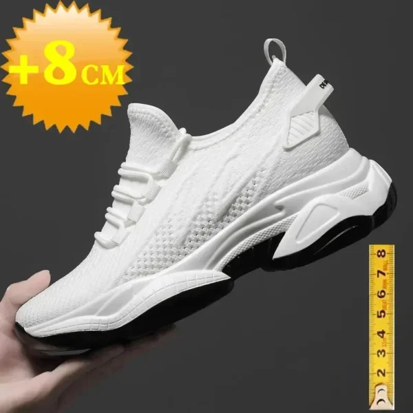 Increasing men sneakers casual heightening shoes 8cm height increase shoes for summer breathable 6cm elevator - Image 2
