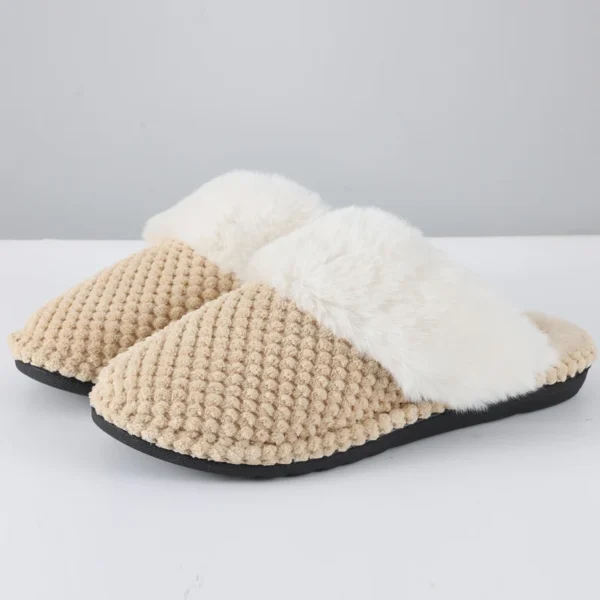 Shevalues New Plush Women Slippers Warm Fluffy Slippers Indoor Memory Foam Home Cotton Shoes Comfy Winter Women Non-Slip Slipper - Image 2