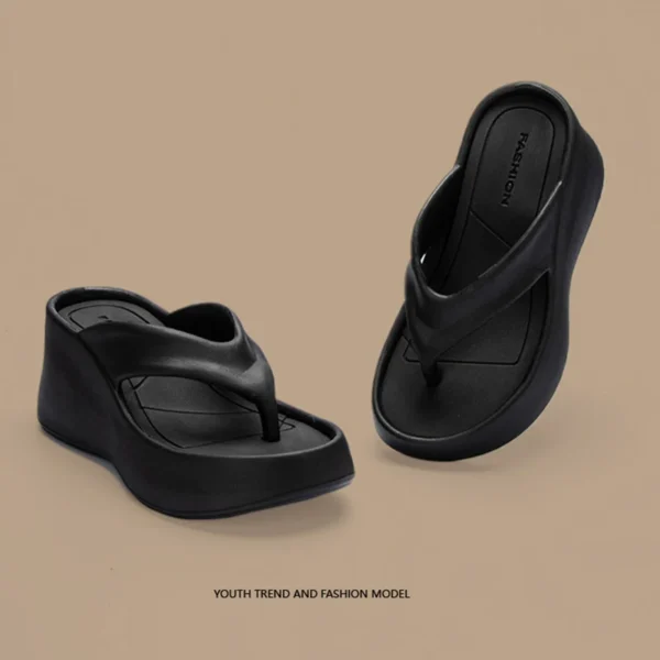 Women's Clip Toe Wedge Flip Flops 2024 Summer Chunky Platform Beach Sandals Woman Thick Sole High Heeled Eva Slippers Slides - Image 5