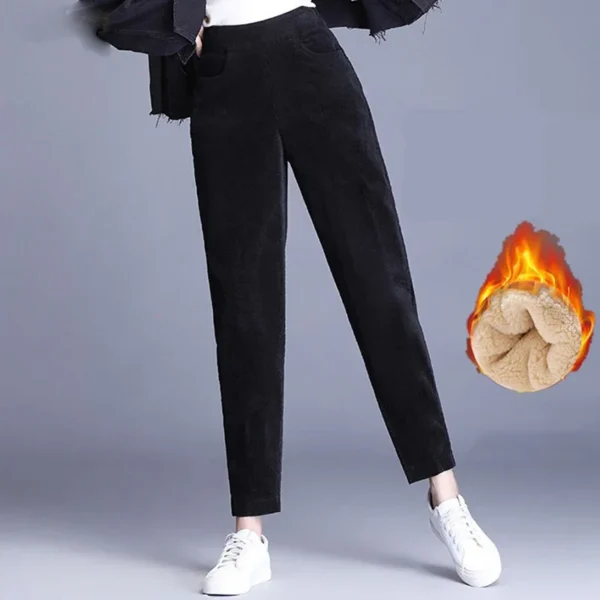 Plush Thick Casual Pants Women Corduroy Warm Pants Autumn Winter Leggings High Waist Harem Pants Trousers Women Брюкиженские - Image 3