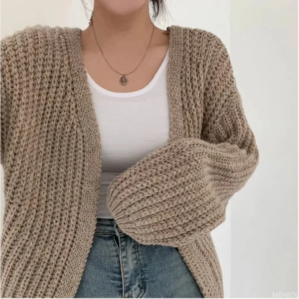Casual Versatile Knit Cardigan Sweater Jacket V-neck Loose Streetwear Coat Tops Women Vintage Knit Sweater Jacket Y2K - Image 2