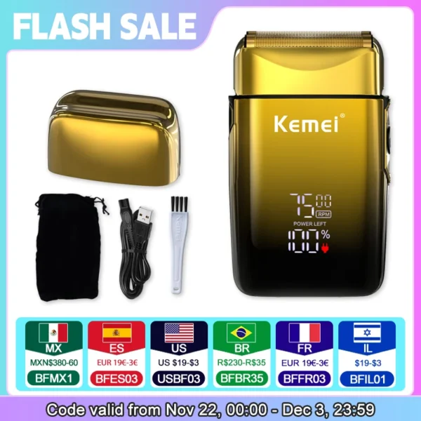 Kemei 7500 RPM Electric Shaver Professional Hair Beard Razor Rechargeable Beard Trimmer Shaving Cutting Machine for Men KM-TX10