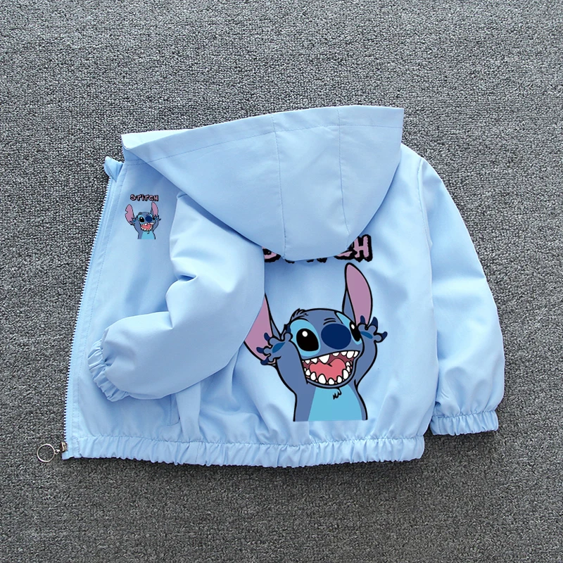 Lilo and Stitch Children Girls Hooded Jacket Coat 2024 Autumn Baby Boy Cartoon Zipper Long Sleeve Casual Clothing Kids Outerwear - Image 2