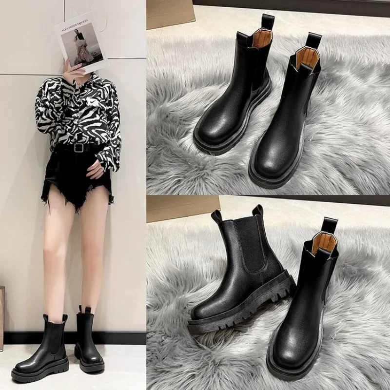 2024 New Thicken Winter Knight Boots Women Knee High Long Square Heel Boots Retro Thick Motorcycle Boots Black White Botas Mujer - Image 3
