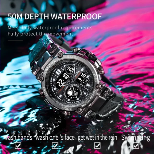 Smael Sports Watch Men Military Watch Digital Quartz 8093 Men Watch Waterproof 50M Swimming Alock Clock Army Men Wristwatches