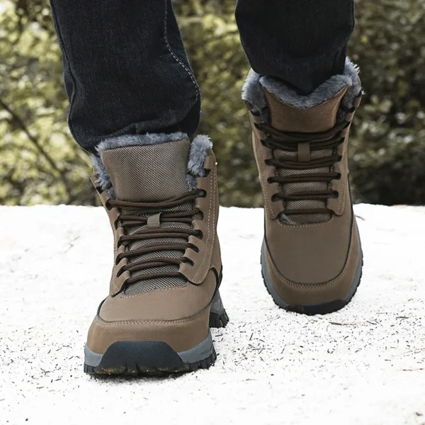 2024 Mens Sneakers Cotton Shoes Winter Plush Trekking Shoe TPR Shoes Non-slip Ankle Boots Waterproof Leather Warm Snow Boots Men - Image 2