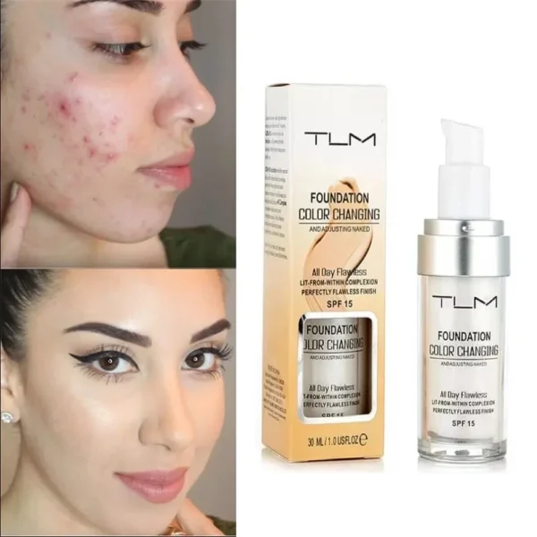 30ML TLM Foundation Color Changing Makeup Base Nude Face Full Cover Matte Concealer Long Lasting Make Up Liquid Foundation Cream - Image 3