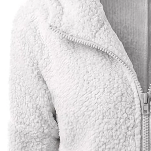 Over Size Women'S Fashion Solid Color Sweatshirt Loose Hooded Plush Zip Up Jacket Top New Fashion Simple Versatile Women 2024 - Image 2