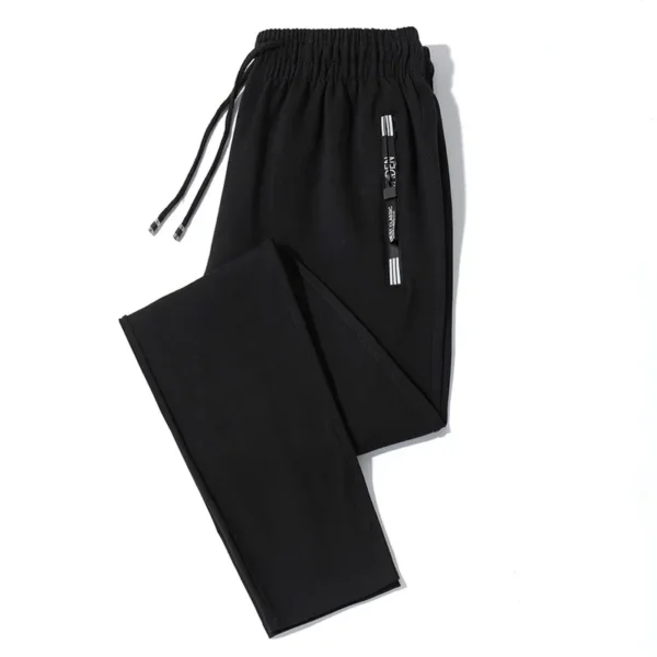 Ice Silk Men's Pants 2023 Summer New Black Gray Thin Business Casual Pants Outdoor Elastic Breathable Straight Leg Sweatpants - Image 2