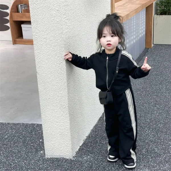 Girls Fashion Casual Sets Children Spring Autumn Sports Suits Kids Long-sleeved Jacket+Pants 2Pcs Outfits New Trend Clothes