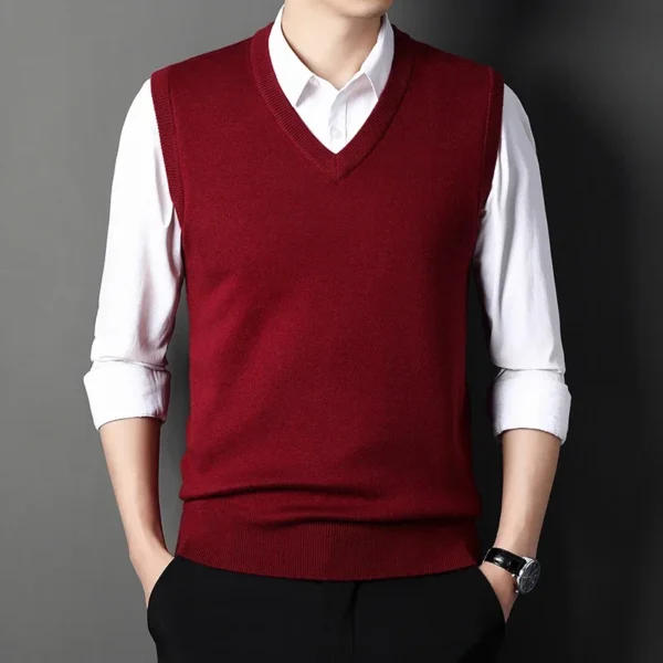 Men's Solid Color Sweater Vest Casual Fashion Warm Top - Image 4
