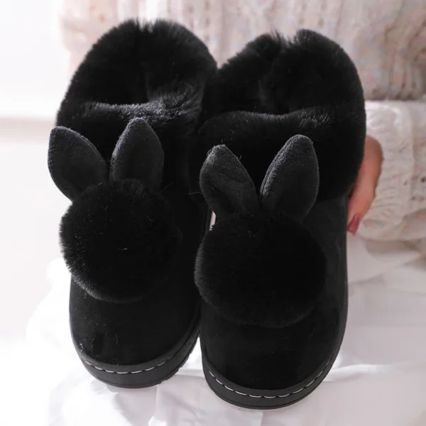 Winter Warm Home Fur Boots Womens Indoor Home Rabbit Shoe Furry Ears Footwear Indoor Bedroom Flat Heels Fluffy Ankle Boots - Image 5
