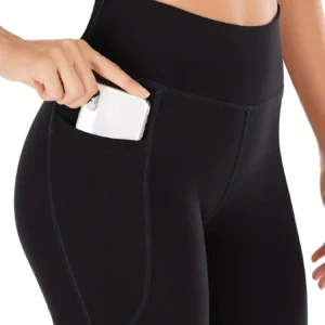 Women's Flared Pants with Pockets, Flared Leg Yoga Pants High Waist Fitness Casual Tummy Tuck Pants