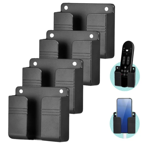 1-4pcs Wall Mounted Storage Box Multifunction Punch Free Organizer TV Remote Control DIY Mobile Phone Plug Charging Holder Stand - Image 2