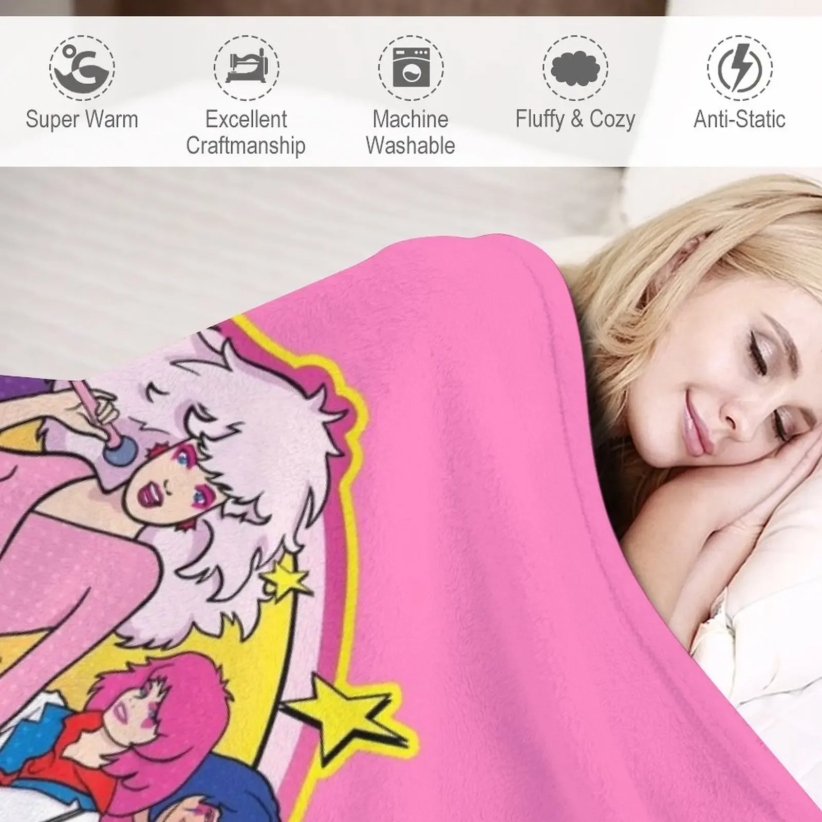80S Jem and the Holograms HIGH QUALITY Throw Blanket Comforter Blanket Thin Blankets - Image 4