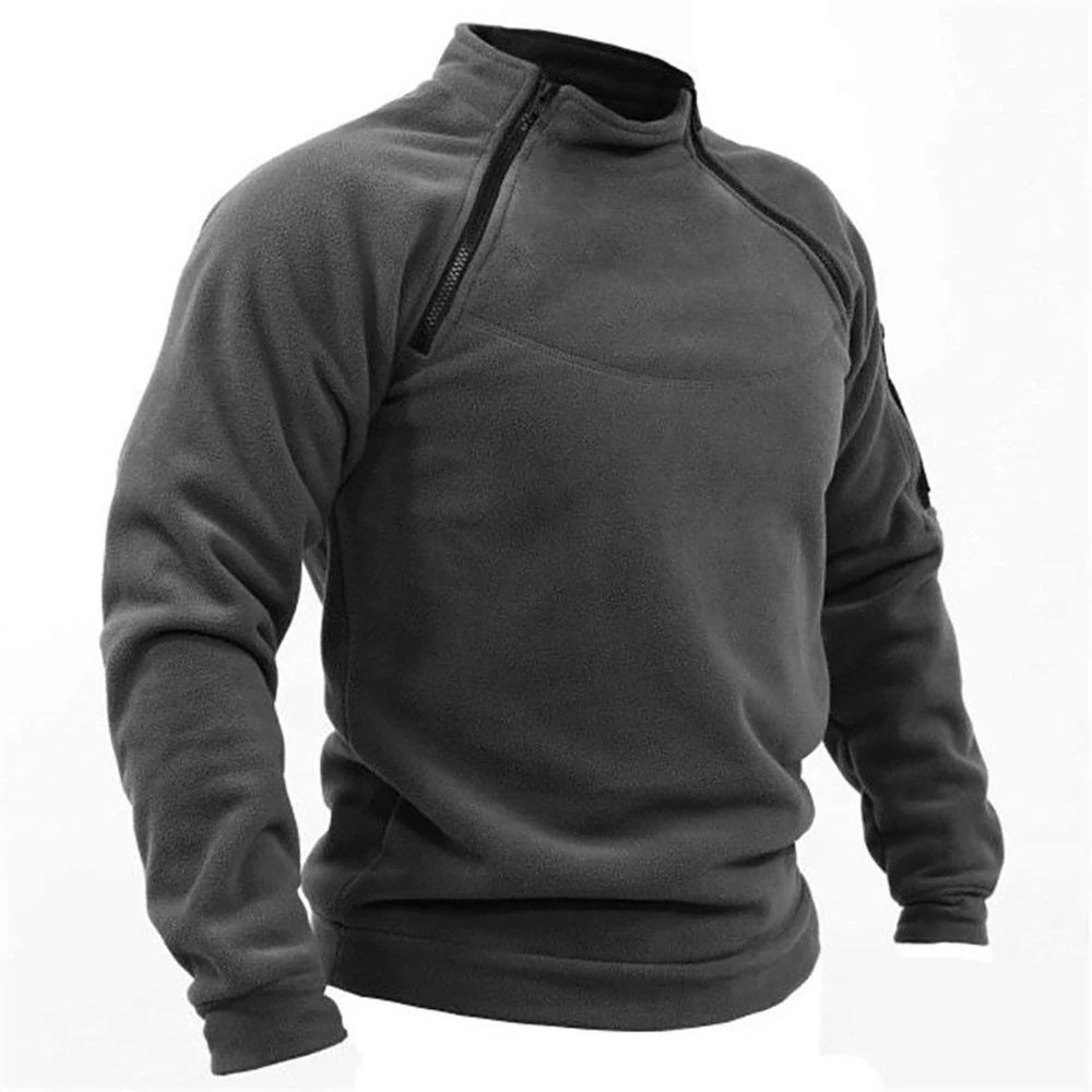 Men's Tactical Outdoor Fleece Jacket Clothes Warm Zippers Pullover Men Windproof Coat Thermal Hiking Sweatshirt - Image 6