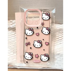 Sanrio Hello Kitty Love Face Pink Bow Phone Case For IPhone 16 15 14 12 13 11 Pro Max XR XS MAX 7 8 PLUS Y2K Girl Kawaii Cover