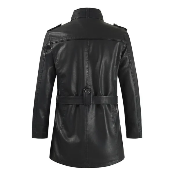 New High Quality Jacket Men's Street Windbreaker Coat Men Leather Clothing Thick Jacket Fleece Men Casual Jacket PU - Image 2
