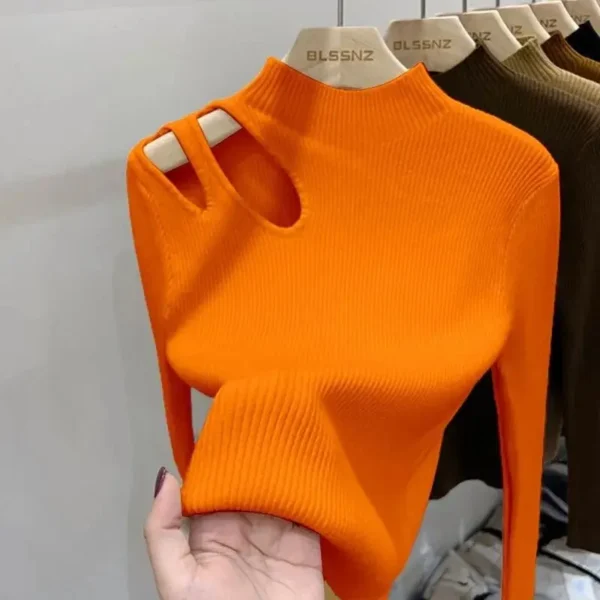 Turtleneck Knitted Women Sweater Ribbed Pullovers Autumn Winter Basic Women Sweaters Fit Soft Warm Tops - Image 2