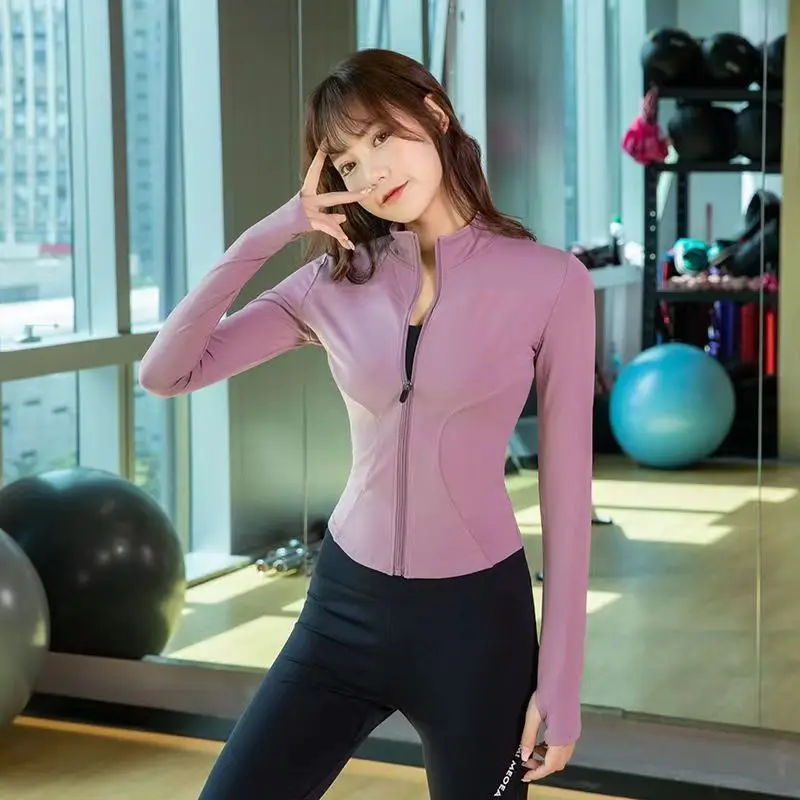 Long Sleeve Sports Jacket Women Zip Fitness Yoga Shirt Winter Warm Gym Top Activewear Running Coats Workout Clothes For Cycling - Image 5