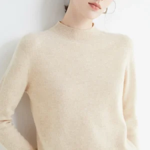 AOSSVIAO 2024 Autumn Winter Solid Mock-neck Pullover Sweater For Women Casual Knitwear Female Clothing Basic Soft Tops