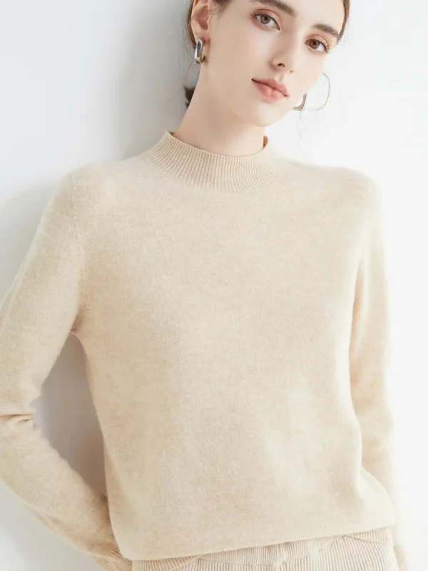 AOSSVIAO 2024 Autumn Winter Solid Mock-neck Pullover Sweater For Women Casual Knitwear Female Clothing Basic Soft Tops - Image 5