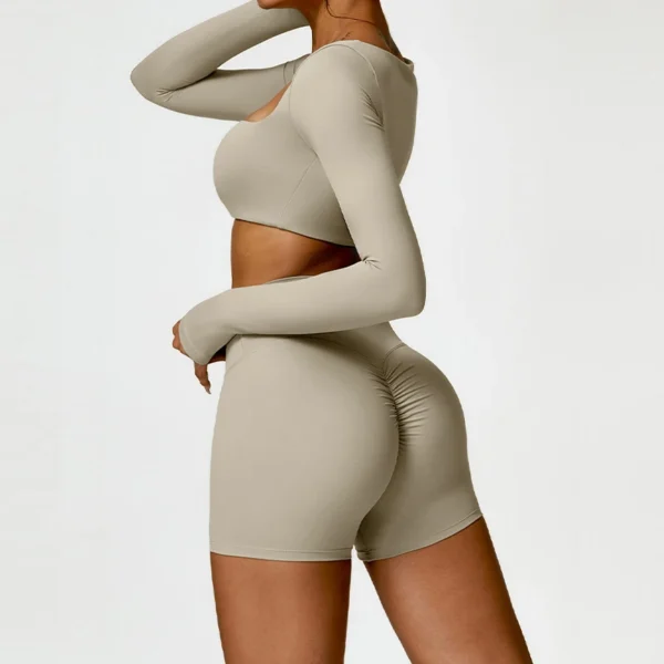 2PCS Yoga Suit Sports Set Women Quick-Drying Gym Set Women Tracksuit Running Workout Long Sleeve Sports Shirt Yoga Clothing - Image 5