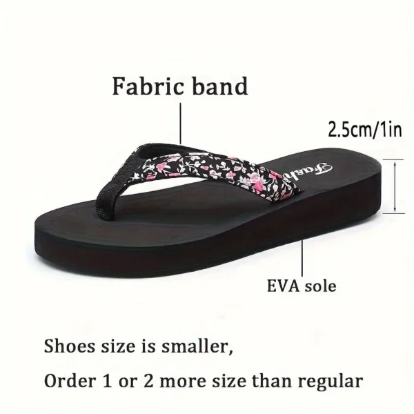 1pc Women's Flower Pattern Fashion Flip Flops Non-slip Lightweight Beach Platform Slippers Women's Footwear Breathable Open Toe - Image 5