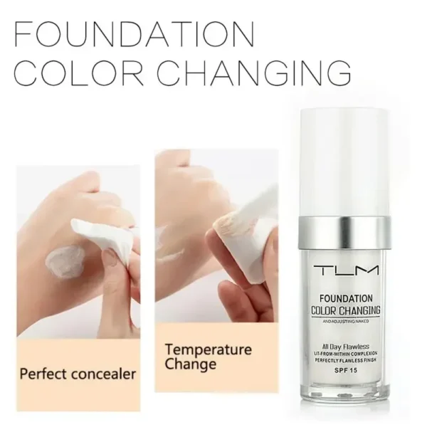 30ML TLM Foundation Color Changing Makeup Base Nude Face Full Cover Matte Concealer Long Lasting Make Up Liquid Foundation Cream - Image 4