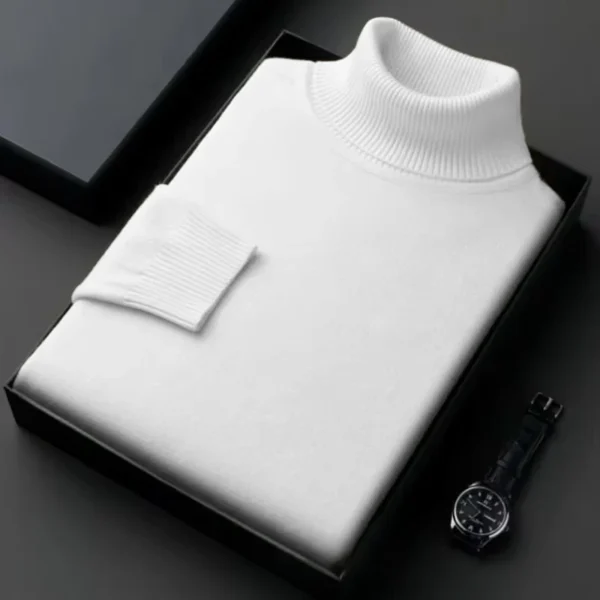 New Mens Long Sleeve Knitted Sweaters Solid Color Turtleneck Coats Slim Fit Pullover Men Clothing Lightweight Streetwear - Image 2