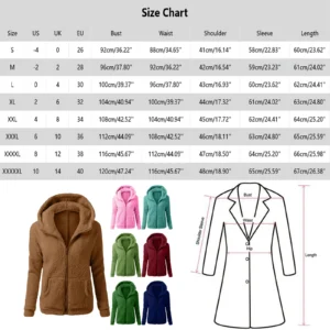 Over Size Women'S Fashion Solid Color Sweatshirt Loose Hooded Plush Zip Up Jacket Top New Fashion Simple Versatile Women 2024
