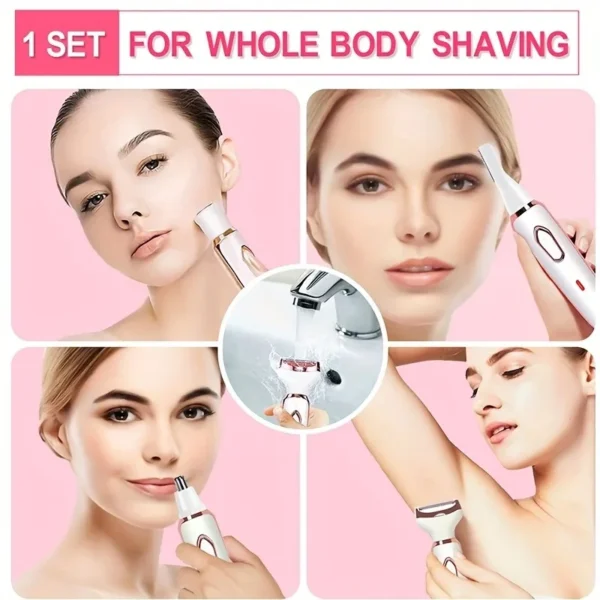 4 In 1 Electric Lady Shaver, Body Hair Removal Epilator, Painless Cordless Trimmer Razor, Gifts For Women - Image 2