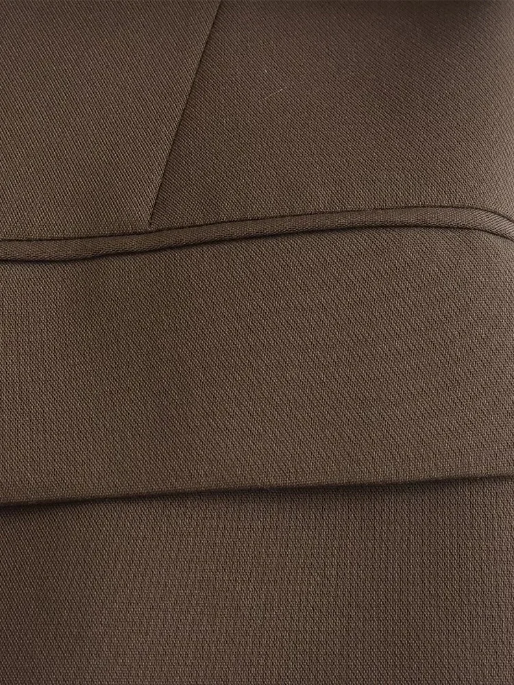 Willshela Women Fashion With Pockets Brown Single Button Blazer Vintage Notched Neck Long Sleeves Female Chic Lady Outfits - Image 4