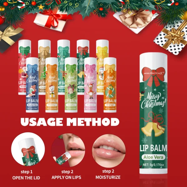 10PCS/Box Christmas gift box, lip balm set, deeply hydrating lip moisturizer, lip color brighten, gift to women - Image 2